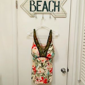 Cacique floral tankini built in 40F balconette bra